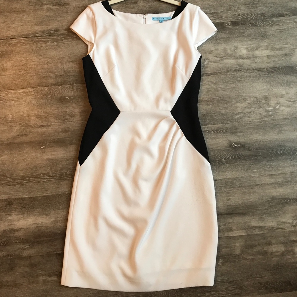 Antonio Melani White and black color block dress